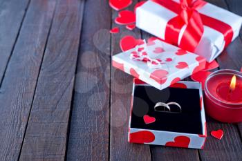 ring in box for present on a table