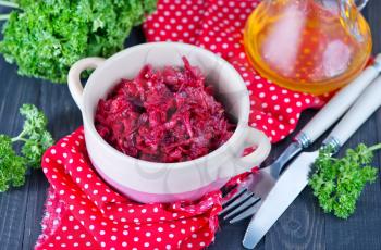 fried beet in bowl and on a table