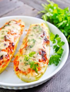 marrow stuffed with cheese and meat