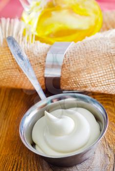 Fresh Mayonnaise with in the sauce bowl