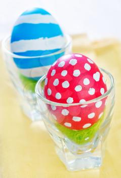 easter eggs on the teble, color eggs