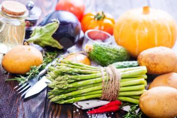 fresh vegetables, autumn harvest of vegetables on a table