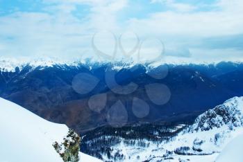 winter hight mountains in Sochi. Russian Federstion