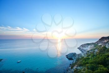 Sea and sunset in Crimea, summer sea/