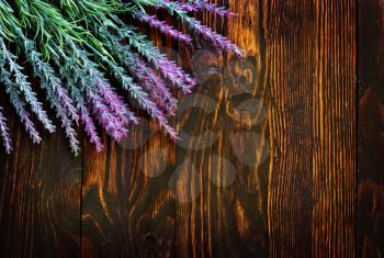 lavender on the wooden table, lavender on the wooden background