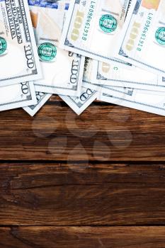 dollars on the wooden table, dollars banknote