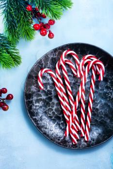 candycanes on plate and on a table