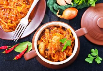stewed cabbage with tomato sauce and spice
