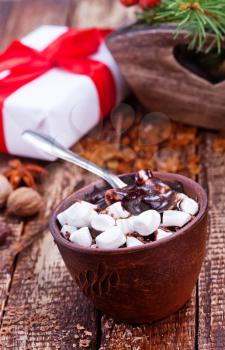 hot chocolate with marshmallow in the cup