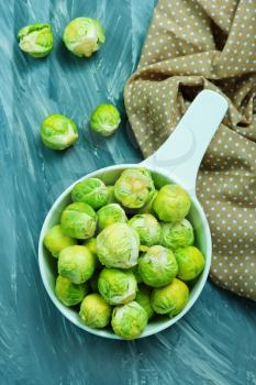 brussel sprouts in bowl and on a table