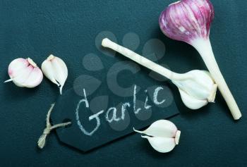 fresh garlic on a table, stock photo