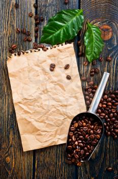 coffee beans on the wooden table, stock photo