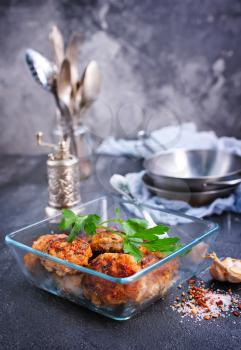 fried cutlets in glass bowl, chicken cutlets