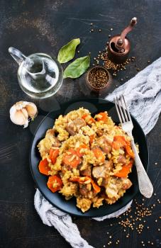Fried Rice with Vegetables and Meat, stock photo