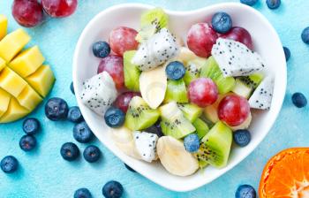 fruit salad, fresh salad with fruits and berries