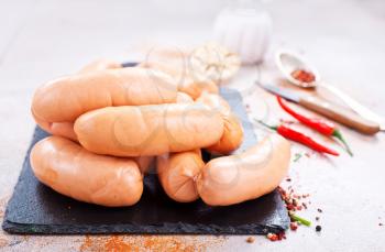 sausages with spice, meat sausages, stock photo
