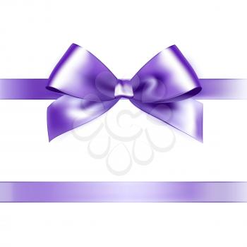 Shiny purple satin ribbon on white background. Vector