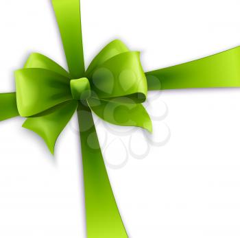 Vector Invitation card with green holiday ribbon and bow