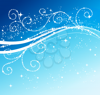 Blue winter abstract background. Christmas background with snowflakes. Vector.