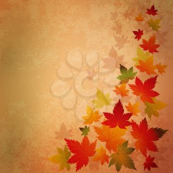 Vector Abstract autumn leaves grunge  vintage background