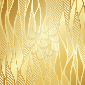 Luxury golden wallpaper. Vintage wave pattern Vector background. 