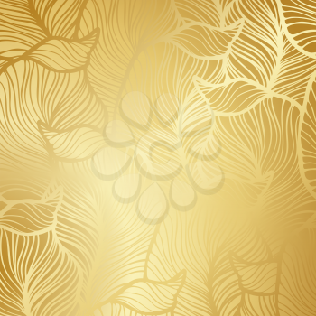 Luxury golden wallpaper. Vintage Floral pattern Vector background. 