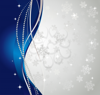 Silver winter abstract background. Christmas background with snowflakes. Vector.