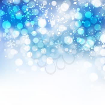 Christmas snowflakes background with bokeh. Vector illustration