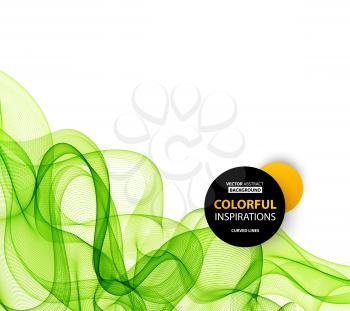 Vector Abstract  green curved lines background. Brochure design