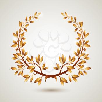 Vector gold laurel wreath. Leaves pattern. EPS 10