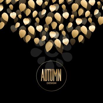 Fall banner with Gold leaves. Vector illustration EPS 10