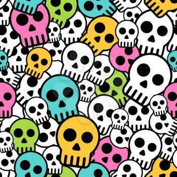 Vector Seamless color skull background. Horror pattern