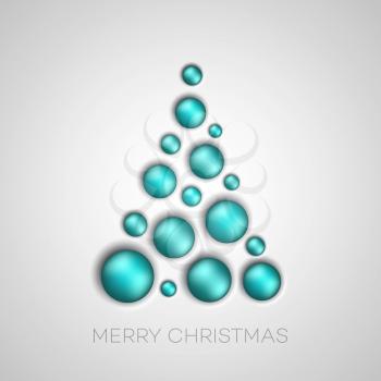 Vector Simple Christmas tree with blue balls