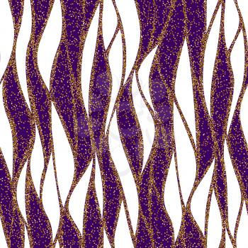 Seamless vector abstract wave pattern for textile and decoration with gold glitter effect