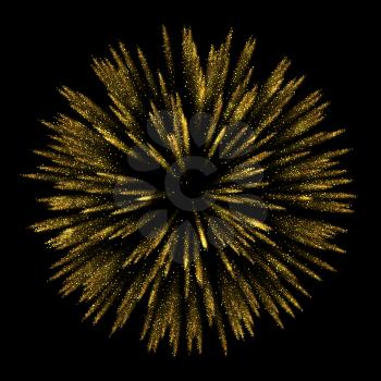 Vector Abstract shiny gold star particles design element with glitter effect on dark background.