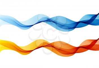 Abstract orange and blue color wave design element. Curve flow motion illustration. Vector background
