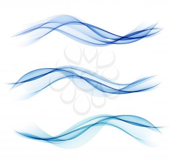 Vector Set of blue abstract wave design element. Abstract background, color flow waved lines for brochure, website, flyer design. Transparent smooth wave