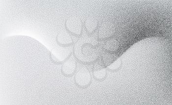 Abstract black and white vector background, monochrome flow shadow wave with stipple effect for design brochure, website, flyer, business card. Optical dissolve