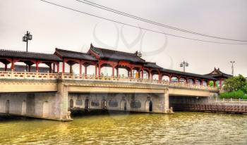 Traditional-style bridge abouve a canal in Suzhou, China