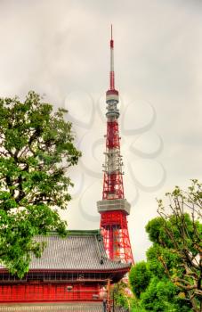 View of Tokyo Tower above Zojo-ji Temple - Japan