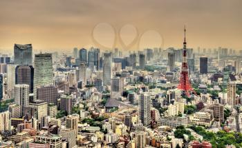Aerial view of Tokyo with Tokyo Tower - Japan