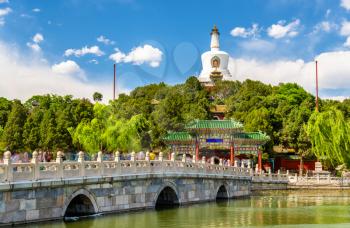 View of Jade Island with White Pagoda in Beihai Park - Beijing, China