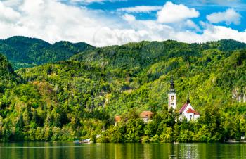 Church of the Assumption of Mary on the island on Bled Lake in Slovenia