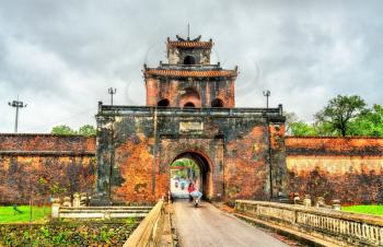 Ngan Gate to the Imperial City in Hue. UNESCO world heritage in Vietnam