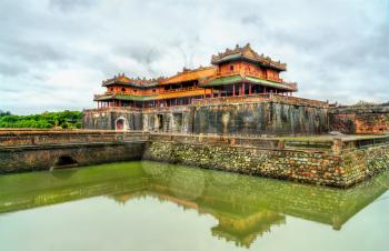 Meridian Gate to the Imperial City in Hue. UNESCO world heritage in Vietnam