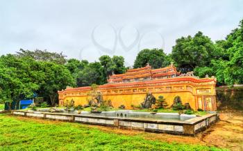 Ancient wall at the Imperial City in Hue. UNESCO world heritage in Vietnam