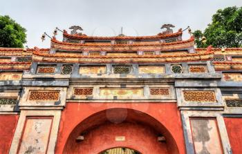 Ancient gate at the Forbidden City in Hue. UNESCO world heritage in Vietnam