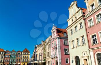Traditional houses on the Old Market Square in Poznan, the Wielkopolska Province of Poland