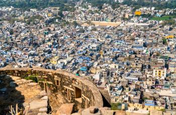 Aerial view of Chittorgarh town from the fort - Rajasthan State of India