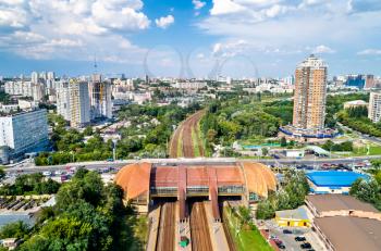 View of railway station Karavaevi Dachi in Kiev, Ukraine